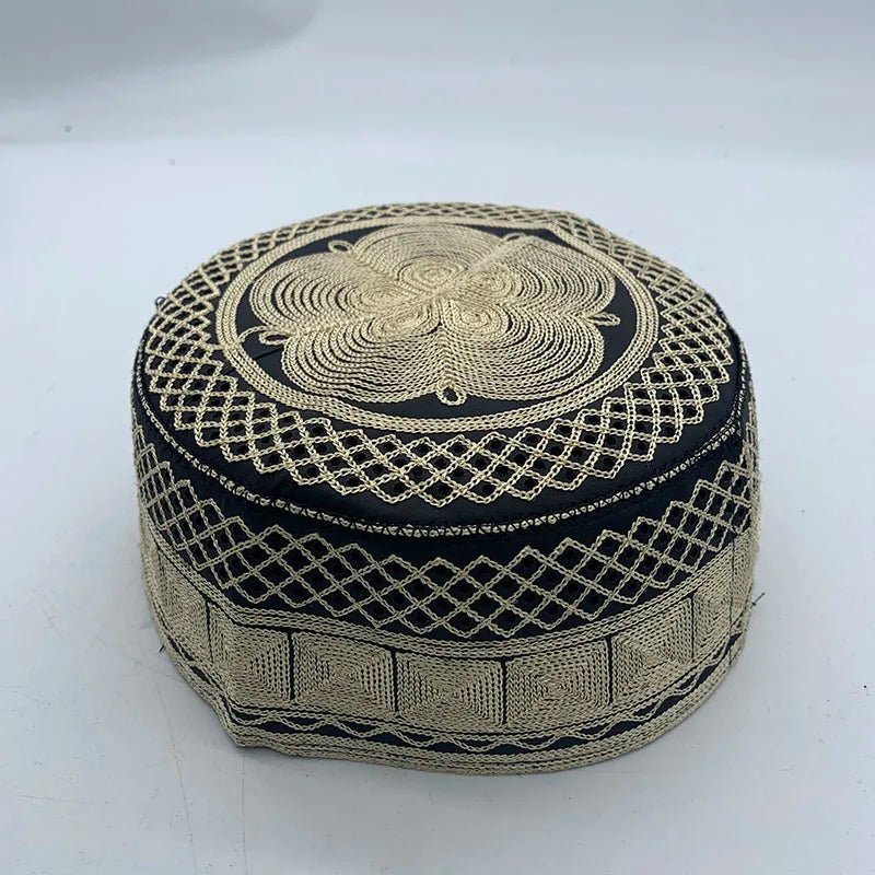 2023 New Muslim Prayer Hats Breathable Headware Kufi Hat Men Islam Skull Cap Ramadan Eid Gift Embroidery Man Hat