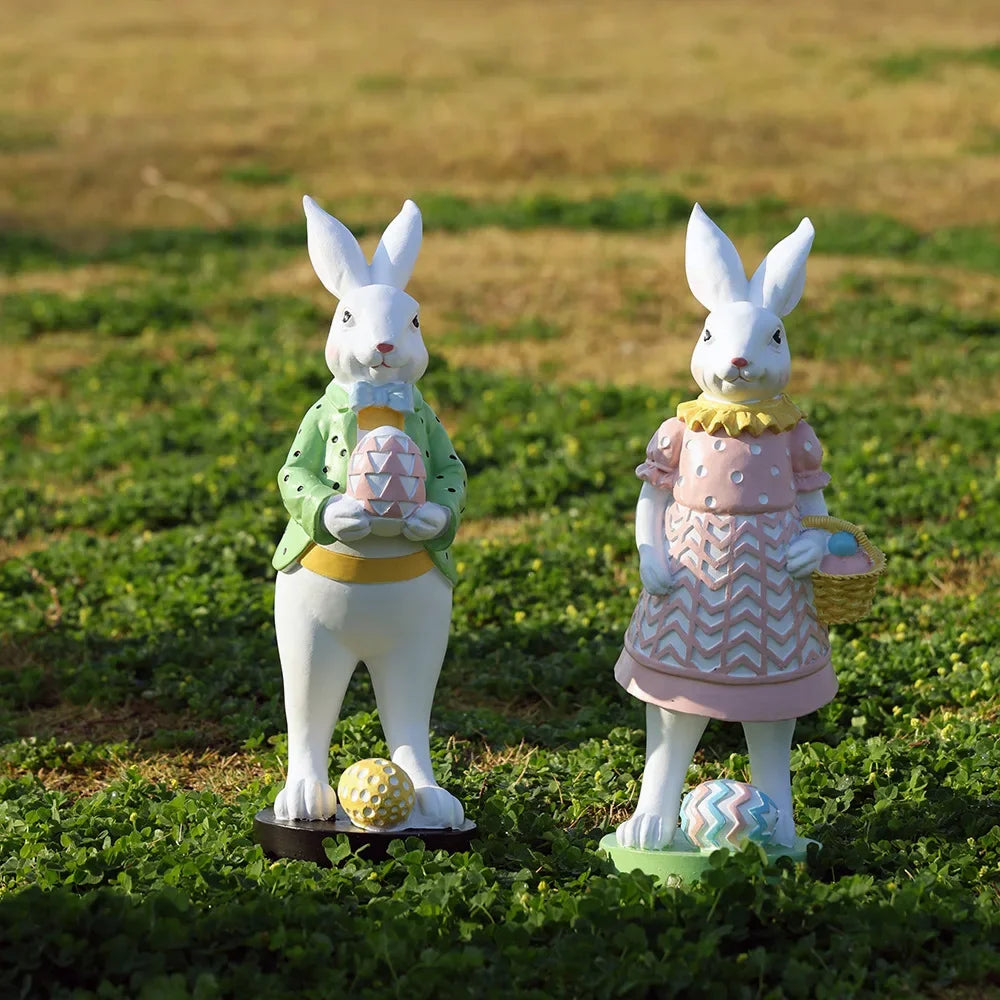 New Easter Rabbit Figurine Easter Egg Decoration Ornament Home Outdoor Garden Garden Gardening Resin Crafts
