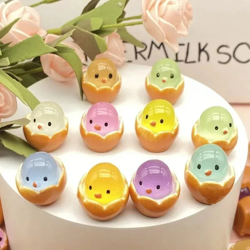 Easter Eggshell Chick Micro Landscape Decorations Glowing Easter Eggs Ornament Kids Novelty Toys Easter Decor DIY Gifts
