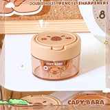 Cute Capybara Cartoon Flip-Top Dual Hole Sharpener for Kids Mini Portable Compact Pencil Sharpener School Supplies Learning Tool
