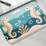 Beach and Seaside Shower Room Carpet Toilet Water Absorbing Foot Mat Decorative Mat Bathroom Door Mat Machine Washable