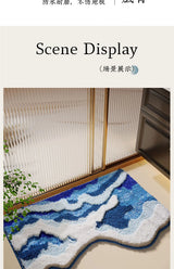 Sea Wave Plush Bath Mats Super Soft and Comfortable Water Absorbing Foot Mat Home Bedroom Decoration Bedside Rug Anti Slip