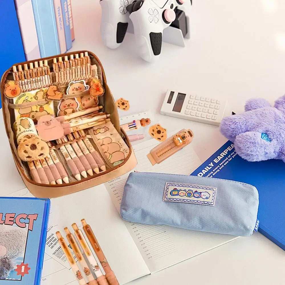 Capybara Stationery Set Abundant Cute Back-to-school Gift Kit Pencil Case Study Stationery for Students Large Capacity Gift Box