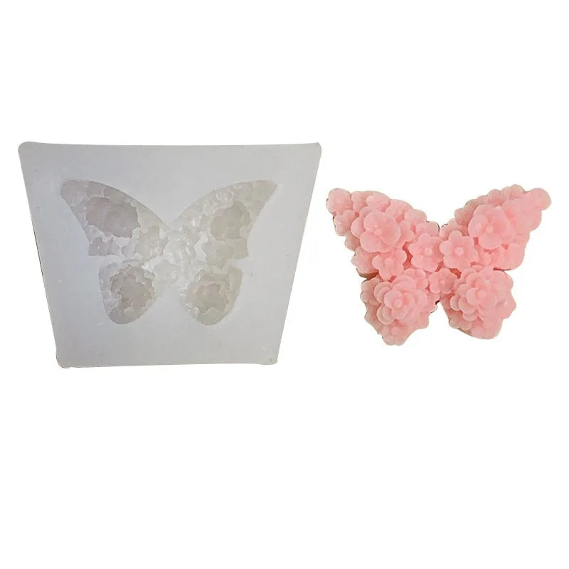 Rose Butterfly Chocolate Flip Sugar Baking Cake Decoration Silicone Butterfly Aromatherapy Gypsum Candle Silicone Mold