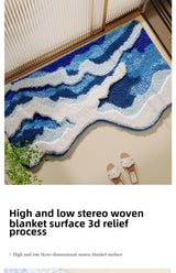 Sea Wave Plush Bath Mats Super Soft and Comfortable Water Absorbing Foot Mat Home Bedroom Decoration Bedside Rug Anti Slip