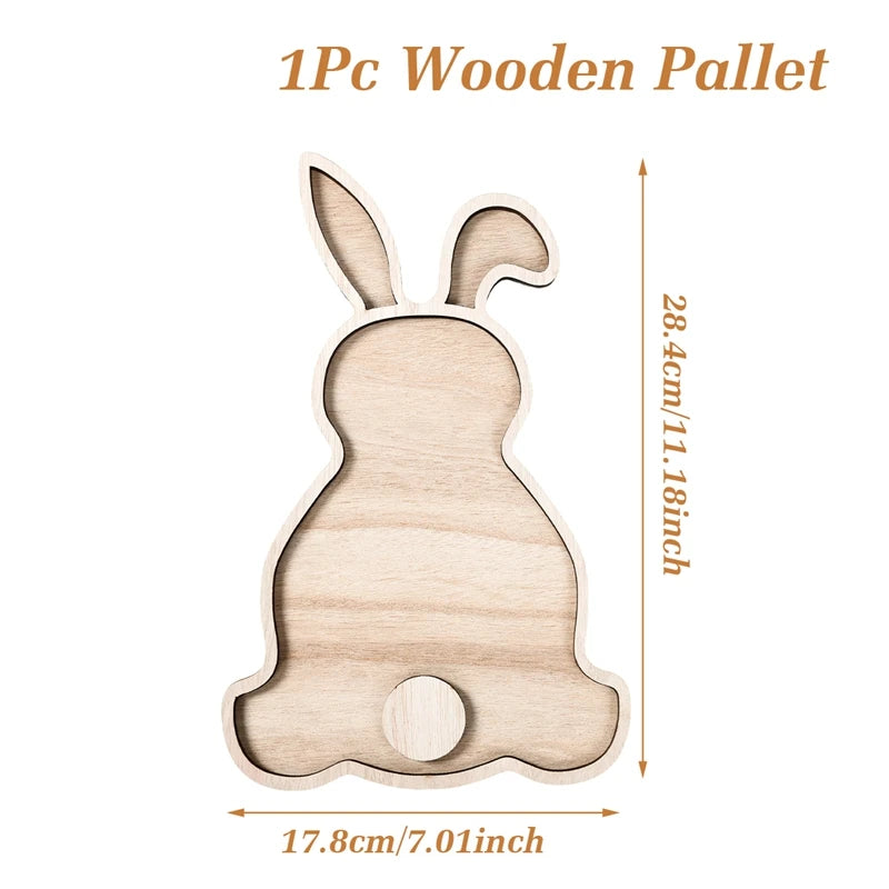 Easter Bunny Egg Wooden Tray Food Plate Fruit Serving Bread Display Wooden Spring Decor Kids Child Cake Decor Easter Supplies