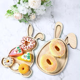 Easter Bunny Egg Wooden Tray Food Plate Fruit Serving Bread Display Wooden Spring Decor Kids Child Cake Decor Easter Supplies