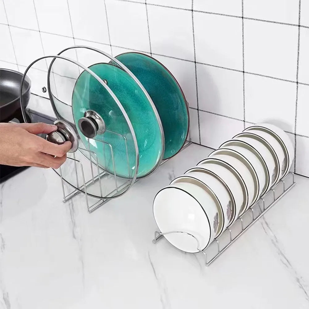Stainless Steel Dish Draining Rack Multipurpose Silver Plates Storage Rack Space Saving Bowls Plates Drainer Holder Kitchen