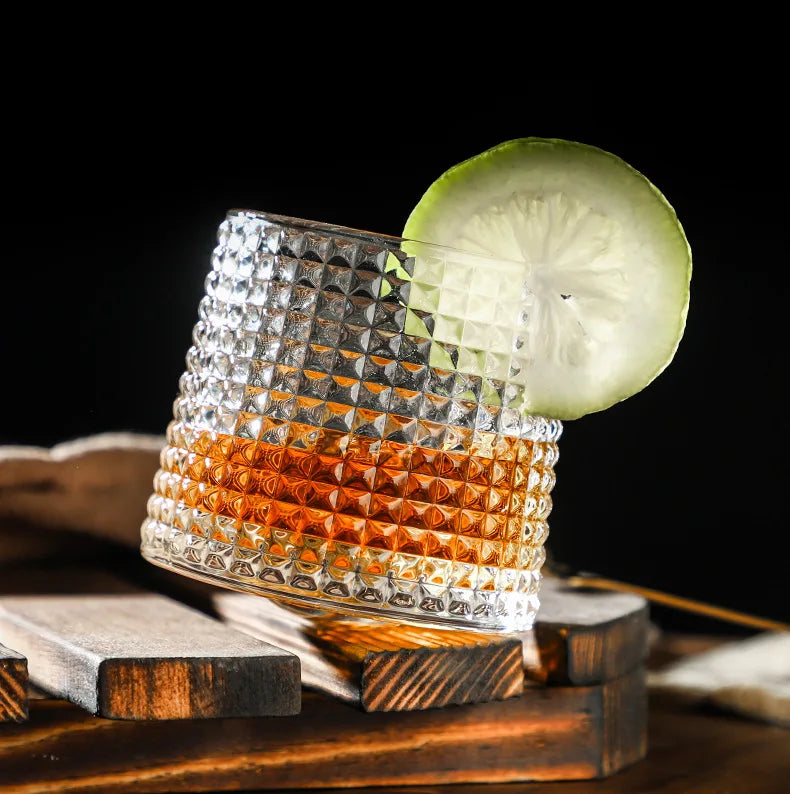 Classic WoodBase Rotatable Whiskey Glass