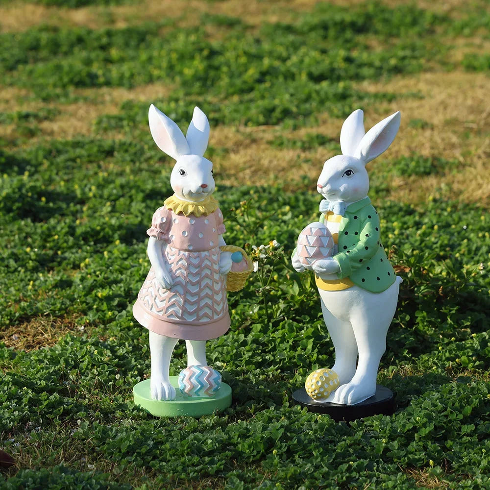 New Easter Rabbit Figurine Easter Egg Decoration Ornament Home Outdoor Garden Garden Gardening Resin Crafts