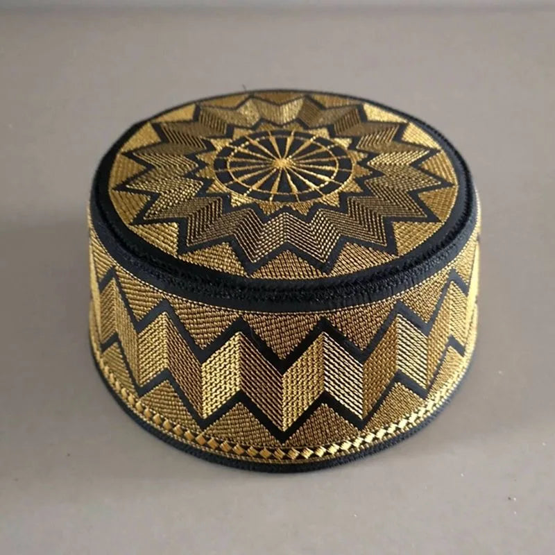 Muslim Caps For Men Clothing Tax Products Turkey Prayer Mesh Glod Hat Kippa Islamic Kufi Topi Embriodery 03295