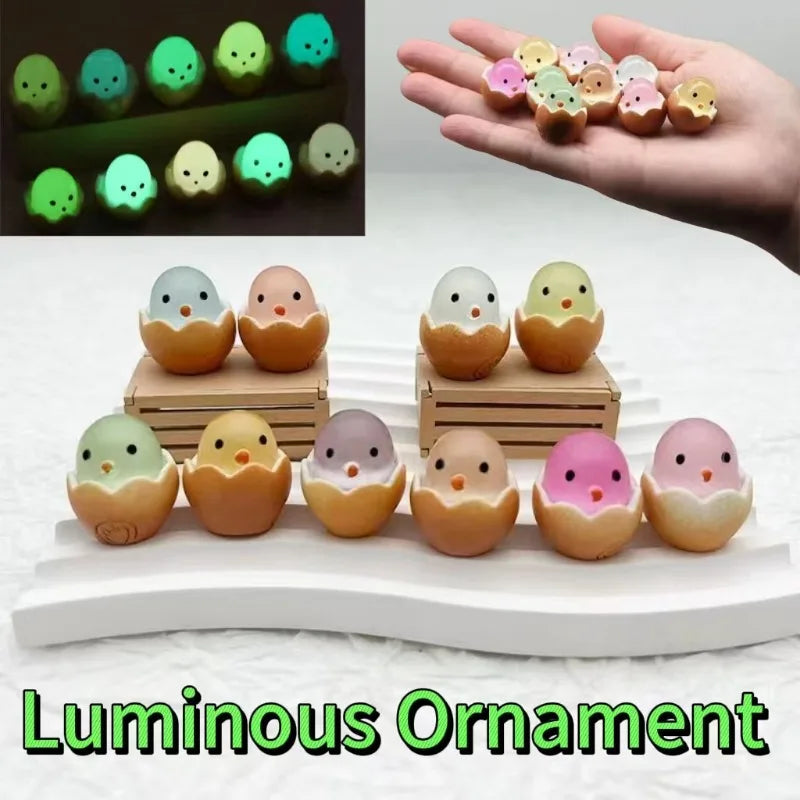 Easter Eggshell Chick Micro Landscape Decorations Glowing Easter Eggs Ornament Kids Novelty Toys Easter Decor DIY Gifts