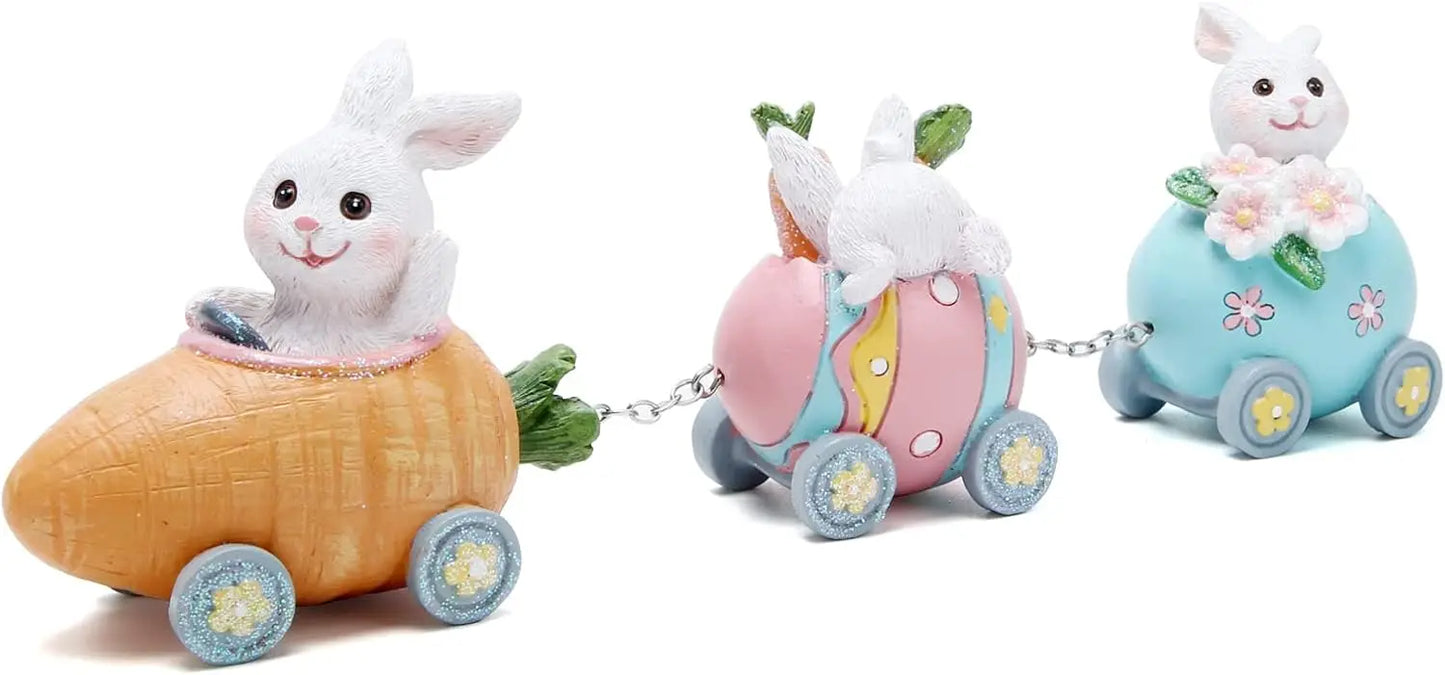 Easter Decorations Indoor Home Decor Easter Bunny Carrot Resurrection Egg Small Train Figurines Spring for Decor Gift