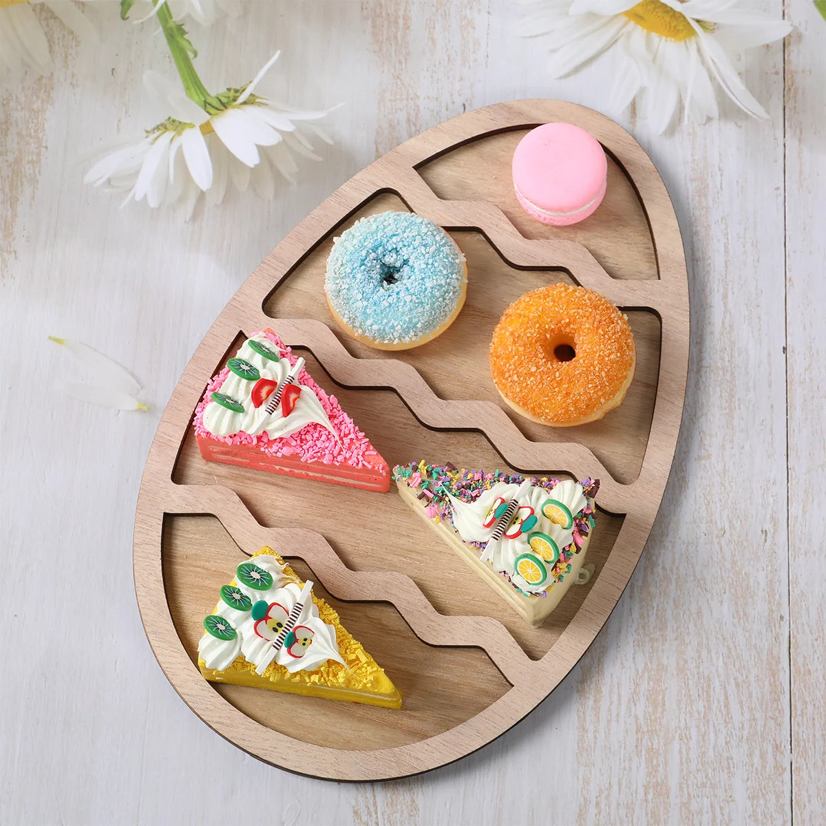 Easter Bunny Egg Wooden Tray Food Plate Fruit Serving Bread Display Wooden Spring Decor Kids Child Cake Decor Easter Supplies