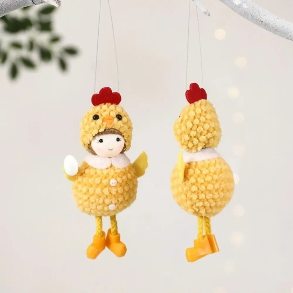 Cute Easter Chick Pendant Soft Animal Round-bellied Girl Pendant Funny Easter Eggs Hanging Ornaments Birthday Party